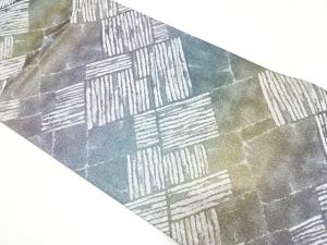 未使用品　変わり石畳模様織り出し　袋帯